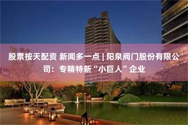 股票按天配资 新闻多一点 | 阳泉阀门股份有限公司：专精特新“小巨人”企业