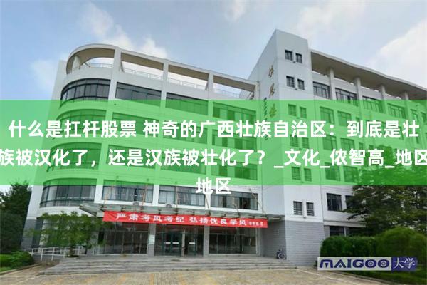 什么是扛杆股票 神奇的广西壮族自治区：到底是壮族被汉化了，还是汉族被壮化了？_文化_侬智高_地区
